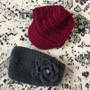 Knitted winter headband & hat bundle